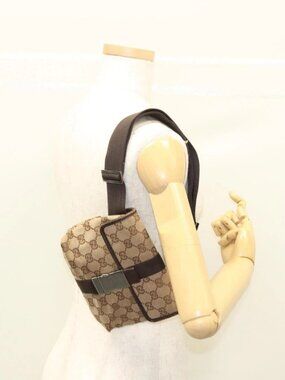 GUCCI GG Canvas Waist bag Beige Silver